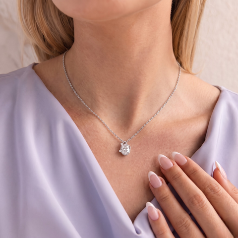 1.013 Ct Oval Solitaire With Side side Diamond Pendant