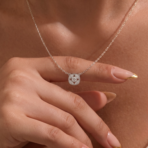 0.64 Ct Round Cushion Cluster Pendant