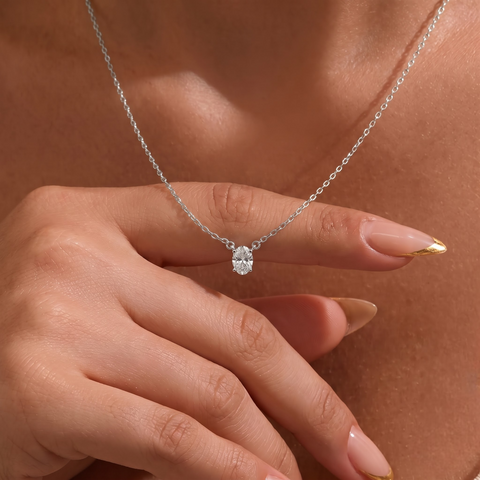1.00 Ct Oval Solitaire Lab Diamond Pendant