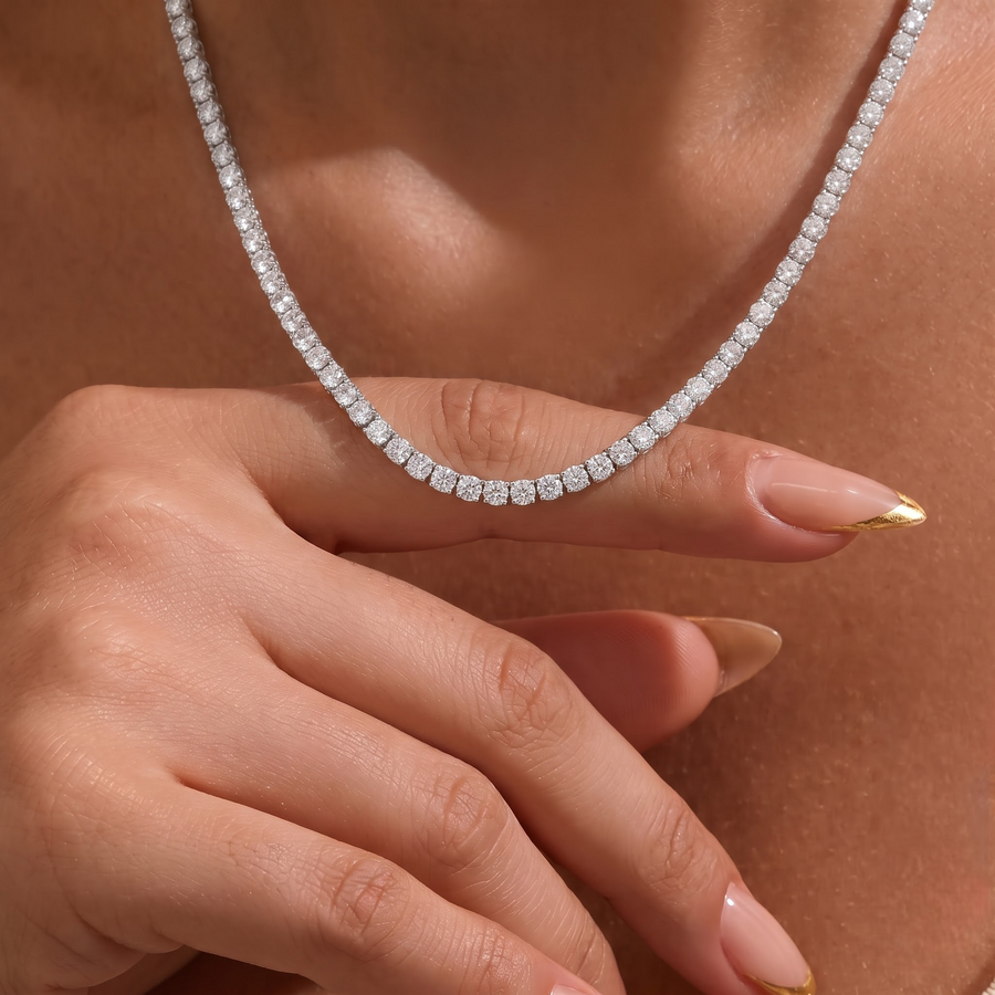 91.00 CT Round Lab Grown Diamond Tennis Necklace