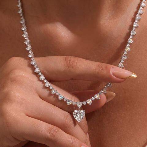 39.18 Ct Eternal Heart Tennis Diamond Necklace
