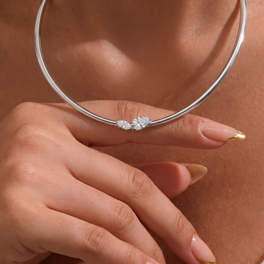 4 Ct Pear & Marquise Lab Diamond Two Stone Neklace
