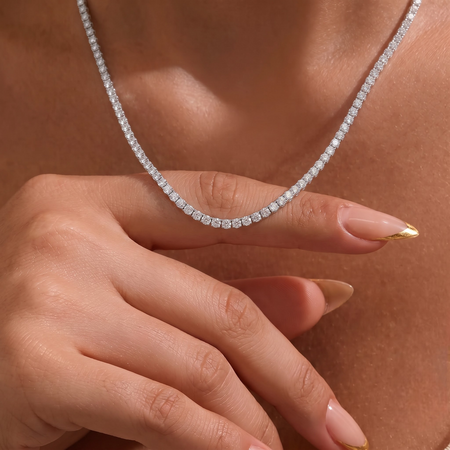 9.60 Ct Classic Round Lab Diamond Tennis Necklace