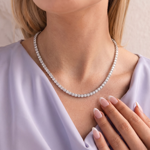 21.83 Ct Classic Round Lab Diamond Tennis Necklace