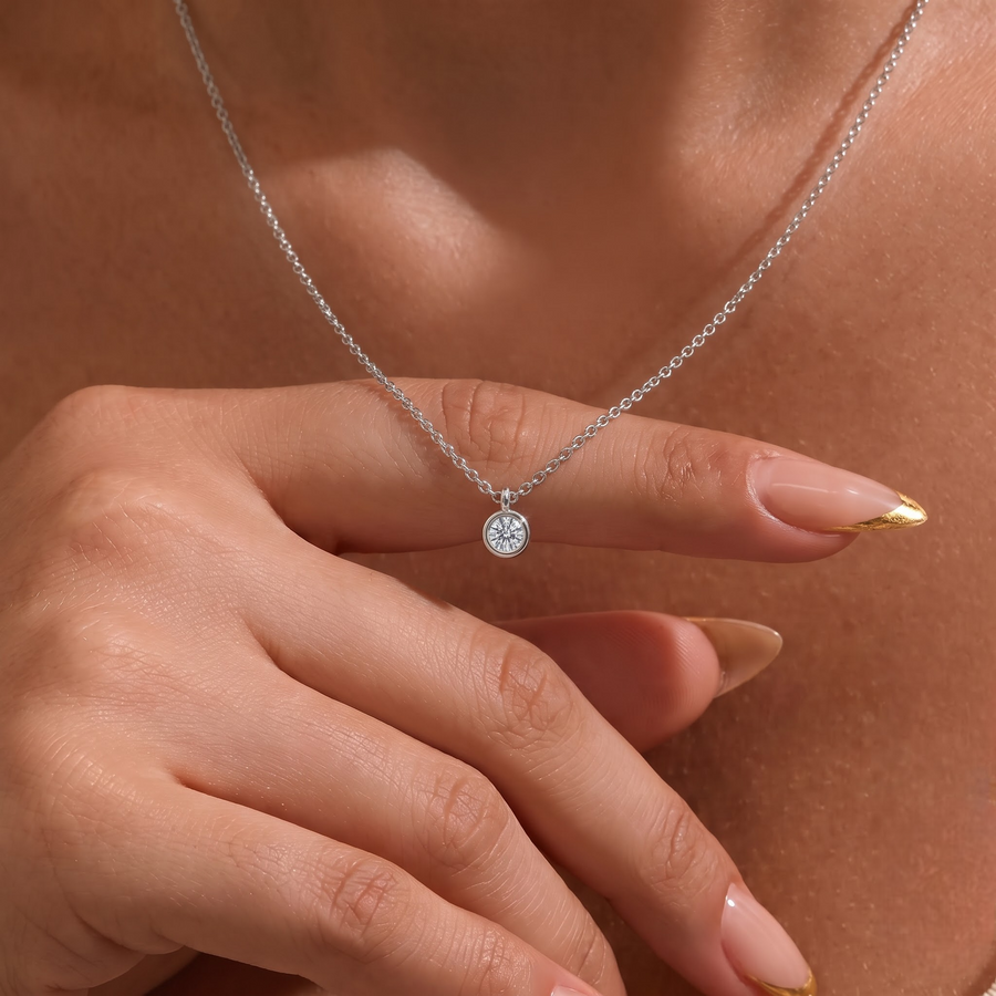 0.25 Ct Round Bezel Solitaire Pendant