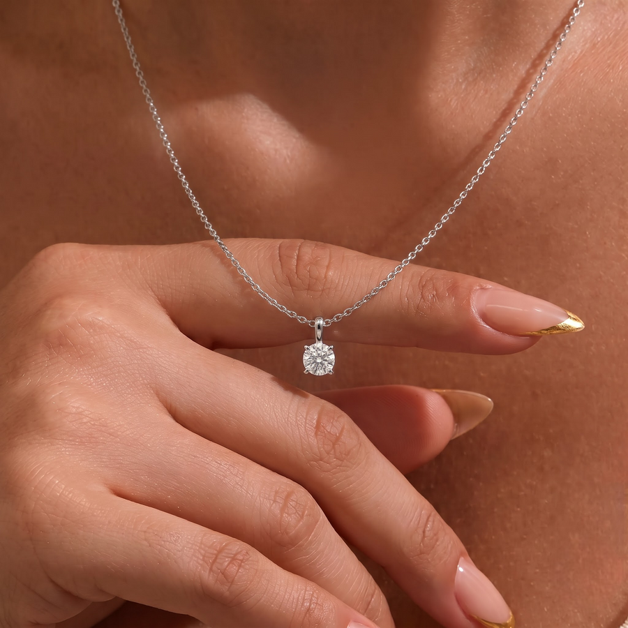 0.50 CT Round Basket Lab Diamond Solitaire Pendant