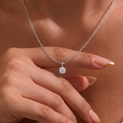 0.50 CT Round Basket Lab Diamond Solitaire Pendant