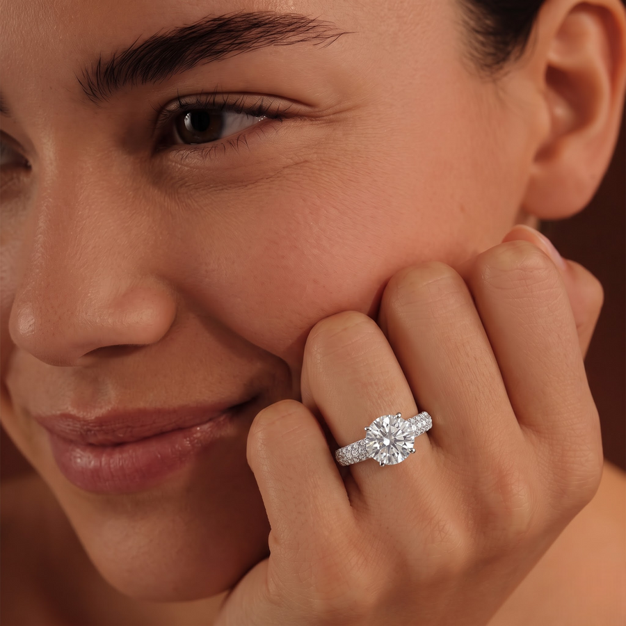 2.08 CT Hidden Halo Lab-Grown Diamond Ring with Side Accents