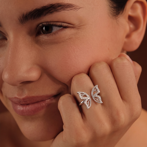 0.24 Ct Round Butterfly Statement Lab Diamond Ring