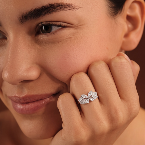 1.51 CT Butterfly Marquise & Round Pavé Lab Diamond Ring