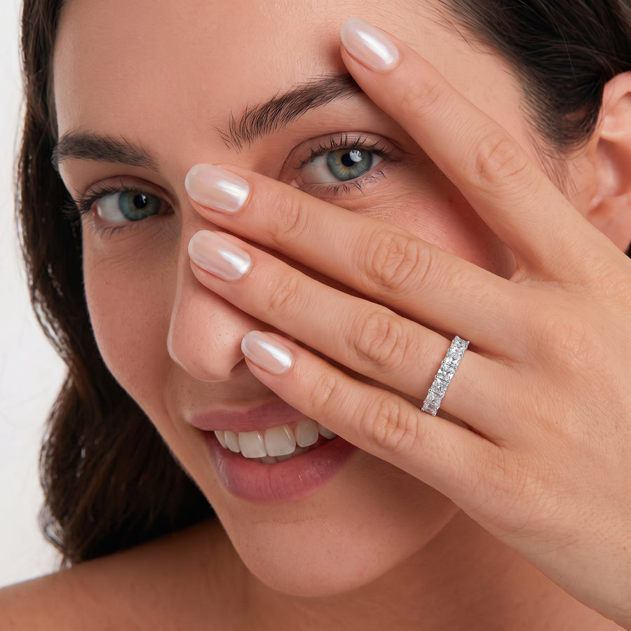 7.98 Ct Princess U-Prong Full Eternity Ring