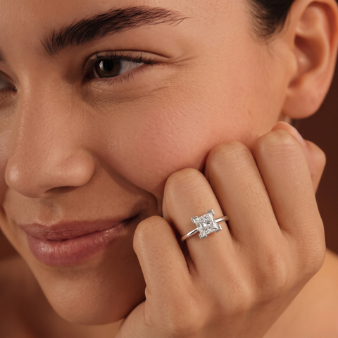 2.00 CT Princess Solitaire Bezal Set Ring