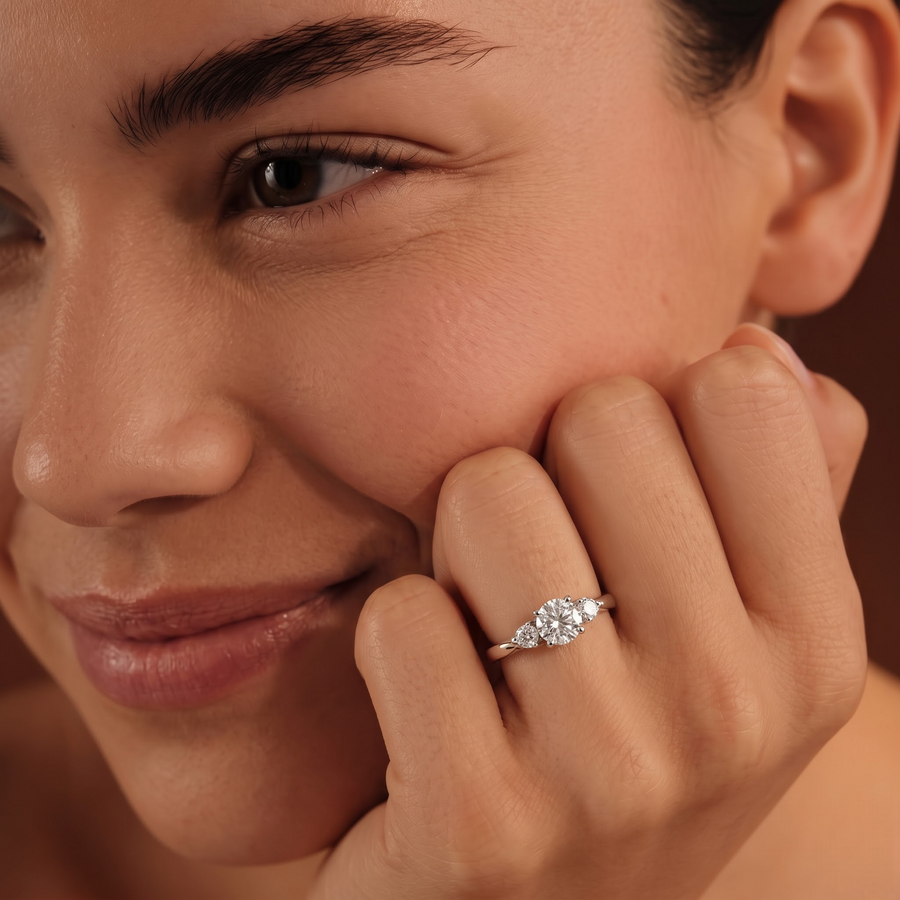 1.21 CT Round Three-Stone Lab Diamond Ring