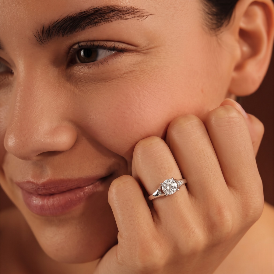 1.00 CT Round Lab Diamond Solitaire Ring