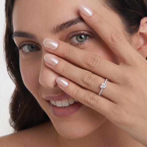 0.73 CT Heart Hidden Halo Pavé Ring