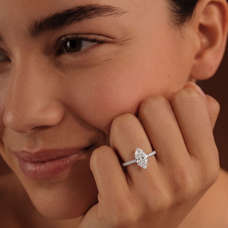 1.73 Ct Marquise Hidden Halo Pavé Ring
