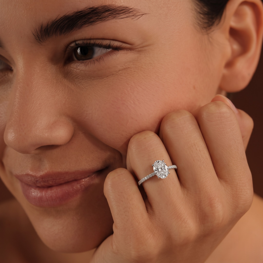 1.73 CT Oval Hidden Halo Pavé Ring