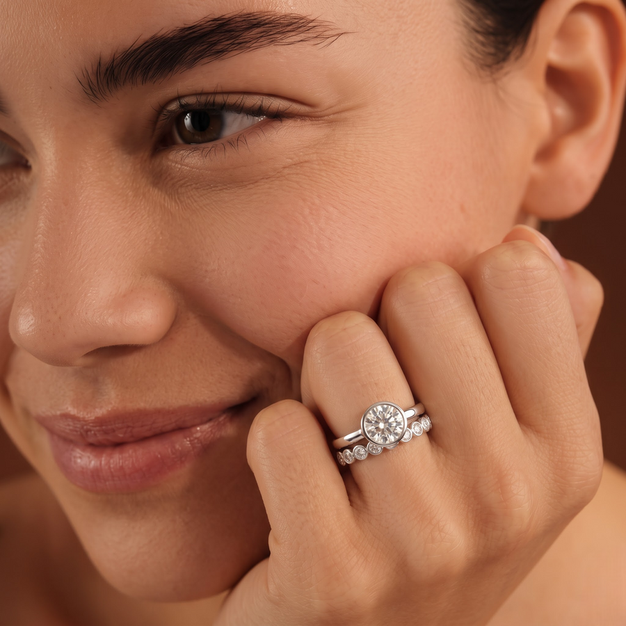 3.38 CT Round Solitaire With Bridal Set Ring