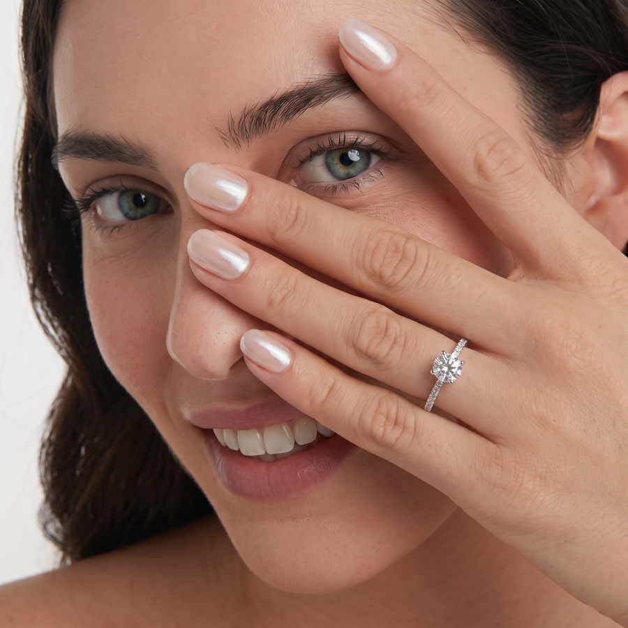 0.98 Ct Round Hidden Halo Pavé Ring