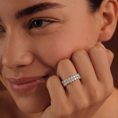 2.09 Ct Round Double Row Statement Band