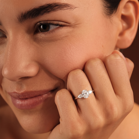 2.25 Ct Oval Three-Stone Lab Diamond Ring