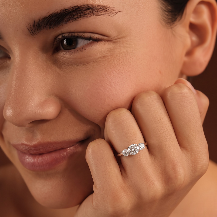 2.00 Ct Round Three-Stone Lab Diamond Ring