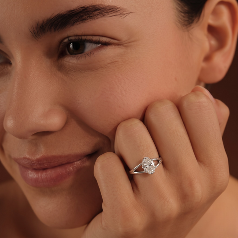 1.50 CT Oval Solitaire Lab Grown Diamond Ring