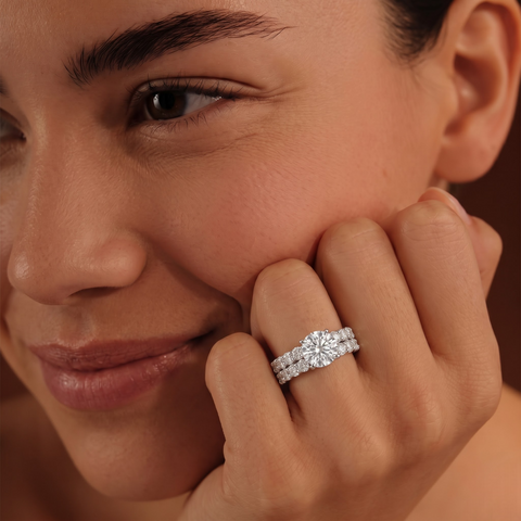 7.97 Ct Round Lab Diamond Full Eternity Ring with Hidden Halo 4.00 Ct Center