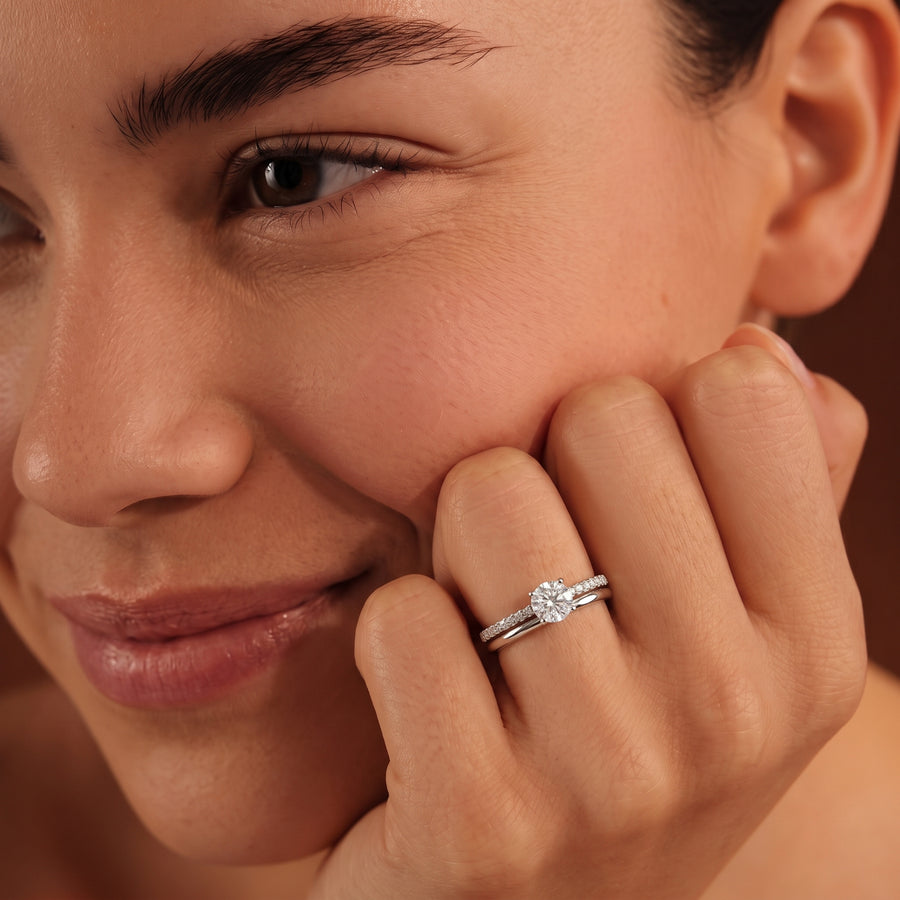 1.60 Ct Round Lab Diamond Split Ring 1.50 Ct Center