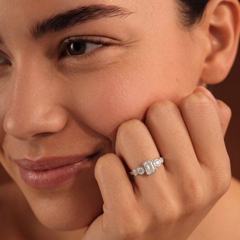 1.68 Emerald With Side Stone Engagement Ring