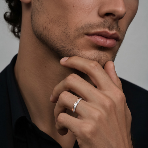 Two-Tone Wave Wedding Band