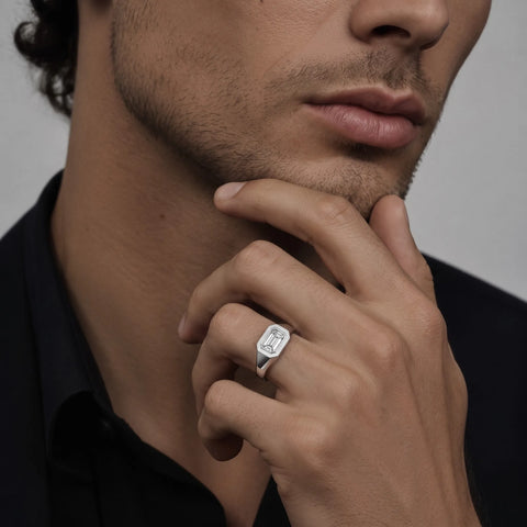 2.00 CT Emerald Lab Grown Diamond Bezel Set Men's Ring