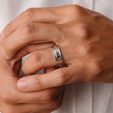 Classic Grooved Flat Men’s Wedding Band