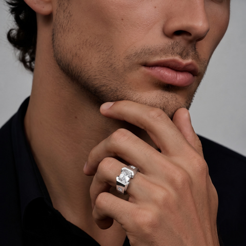 3.004 Ct Radiant Solitaire Men’s Lab Diamond Ring