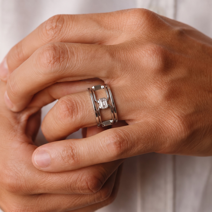 1.00 Ct Emerald Lab Grown Diamond Men’s Band Ring