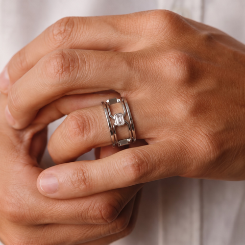 1.00 Ct Emerald Lab Grown Diamond Men’s Band Ring