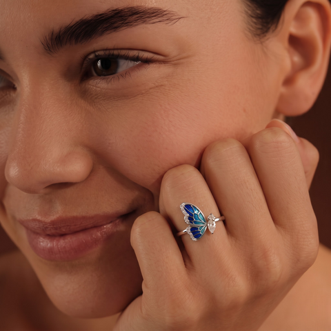 0.26 Ct Pear Butterfly Lab Diamond Open Ring