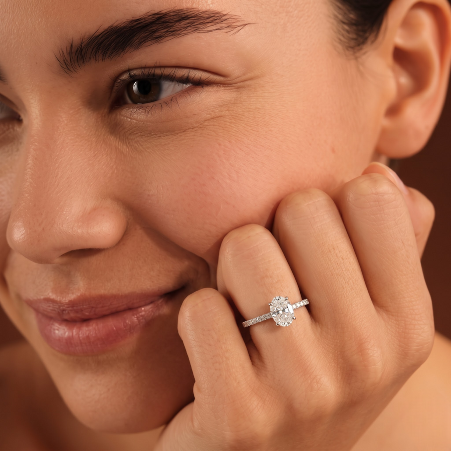 1.23 CT Oval Hidden Halo Pavé Ring