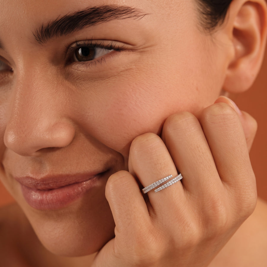 0.36 Ct Open Wrap Pavé Lab Diamond Ring