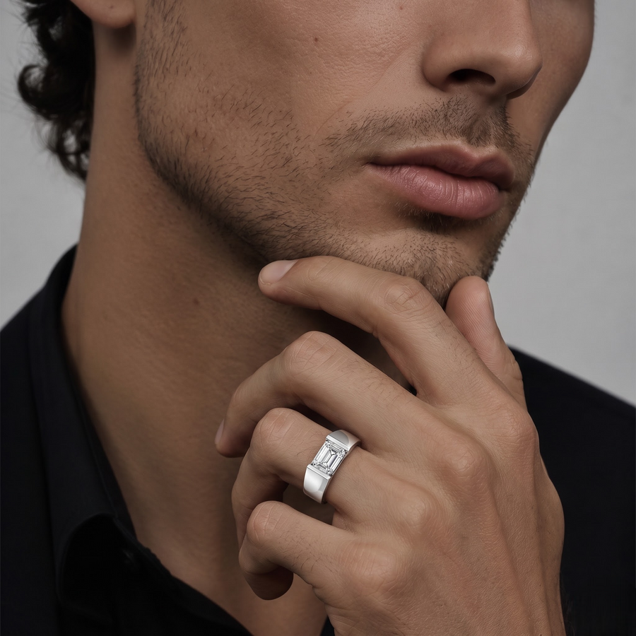 1.00 Ct East-West Emerald Statement Ring
