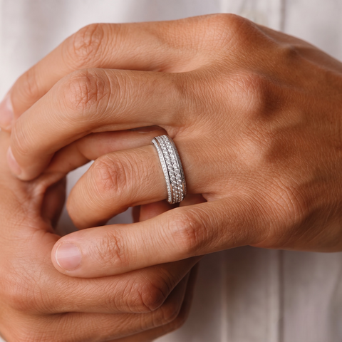 0.91 Ct Triple Row Diamond Wedding Band