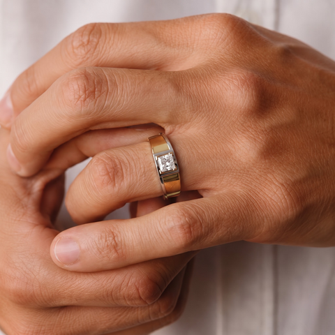 1.00 CT Princess Two-Tone Lab Diamond Men’s Ring
