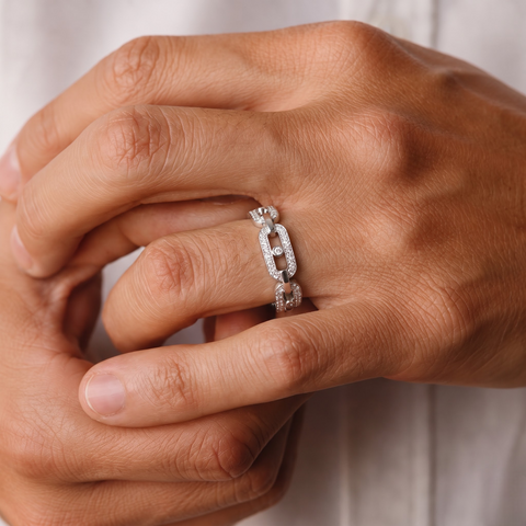 0.50 Ct Pavé Cuban Link Lab Grown Diamond Ring
