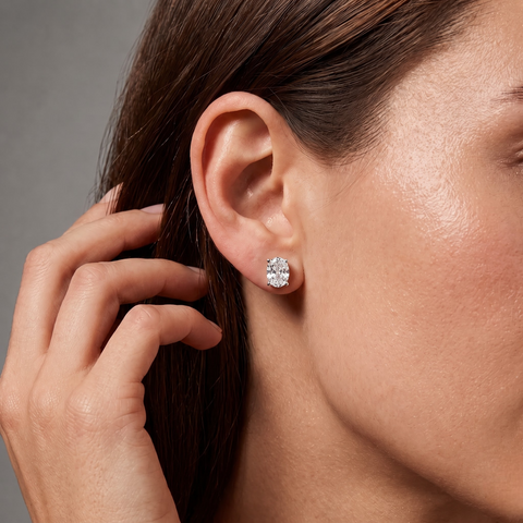 1.50 Ct Each Cushion Four-Prong Lab Diamond Stud