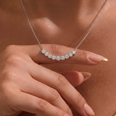 5.82 CT Round Diamond Graduated Necklace