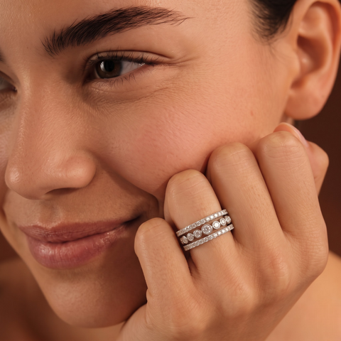 2.31 Ct Round Pavé Bezel Full Eternity Set