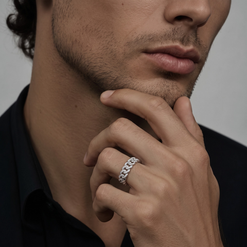 0.36 Ct Diamond Cuban Link Eternity Ring