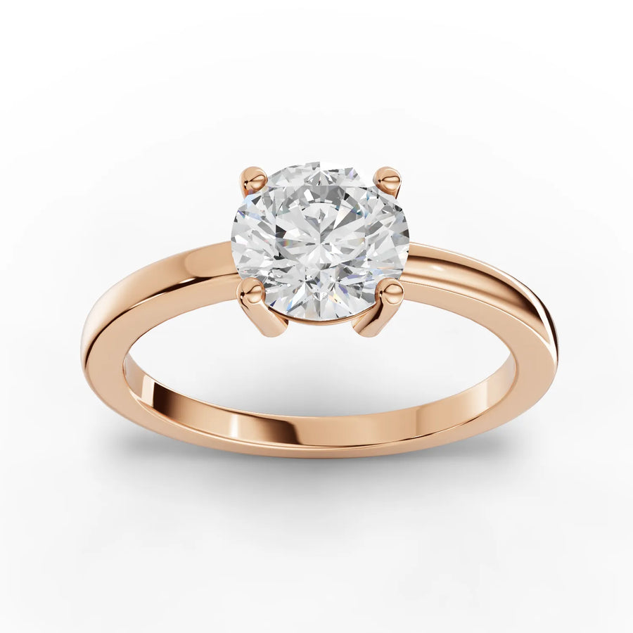 1.00 CT round lab-grown diamond ring rose gold top view