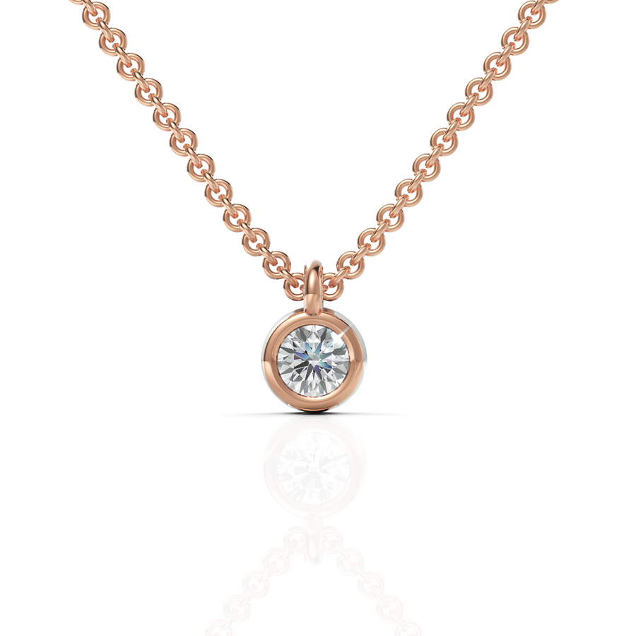 0.25 CT lab-grown diamond bezel pendant rose gold front view