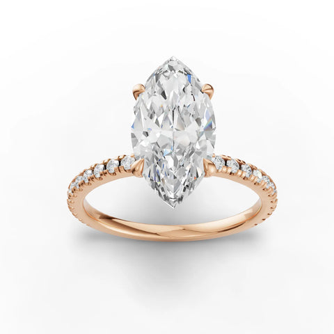 0.72 Ct Marquise Hidden Halo Pavé Ring